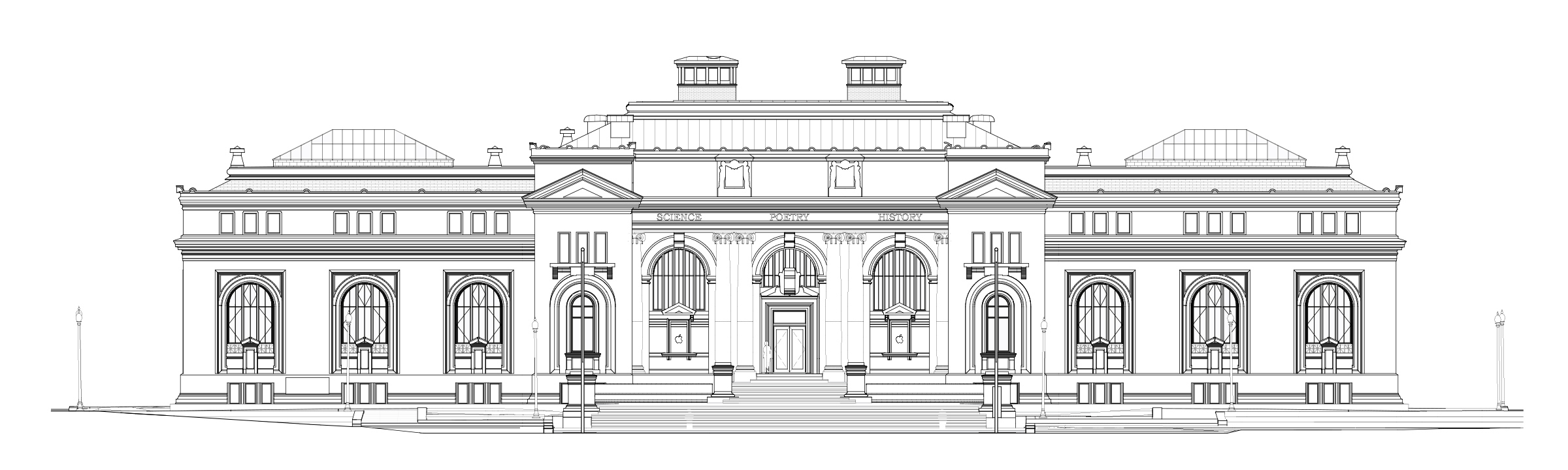 Entwurf für Apple Carnegie Library in Washington, D.C. — Illustration: Foster + Partner